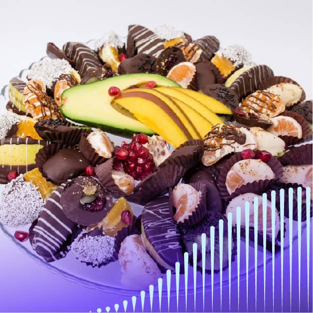 Plate of chocolate-covered fruit