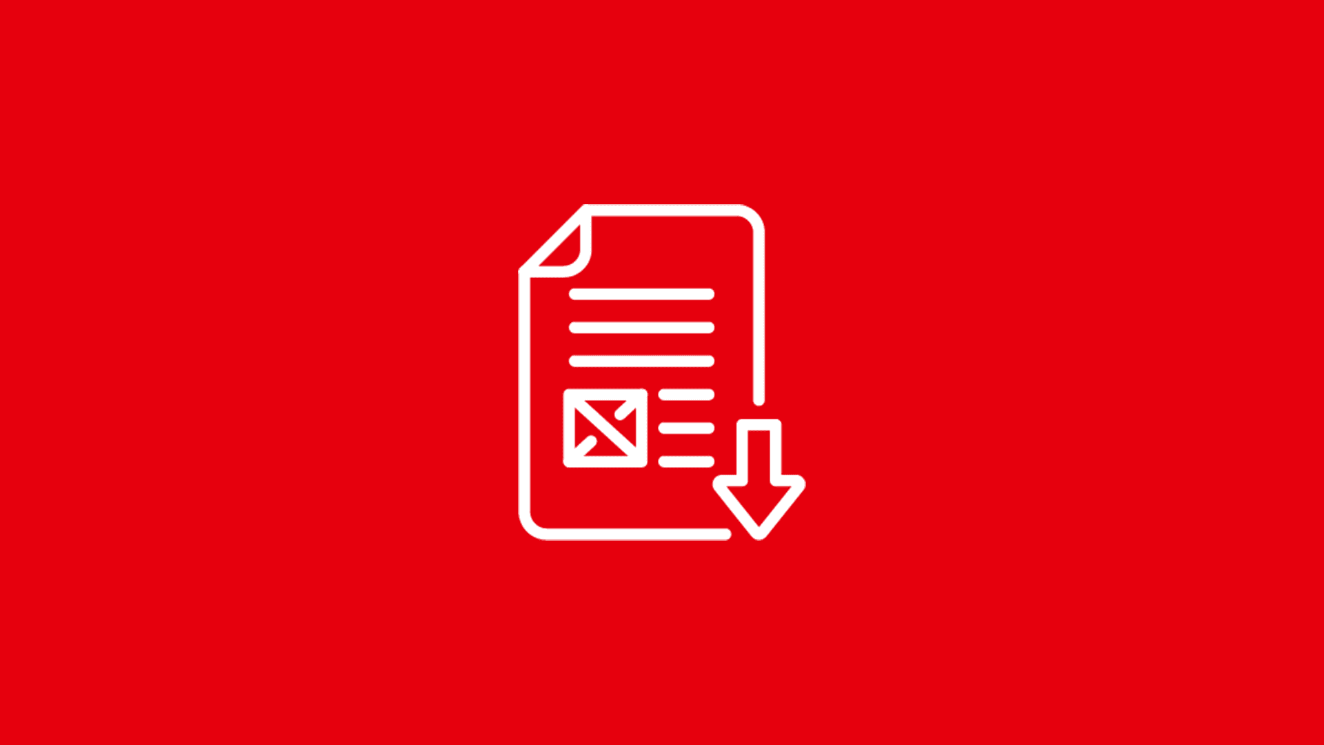 White doc icon with downward arrow on red background