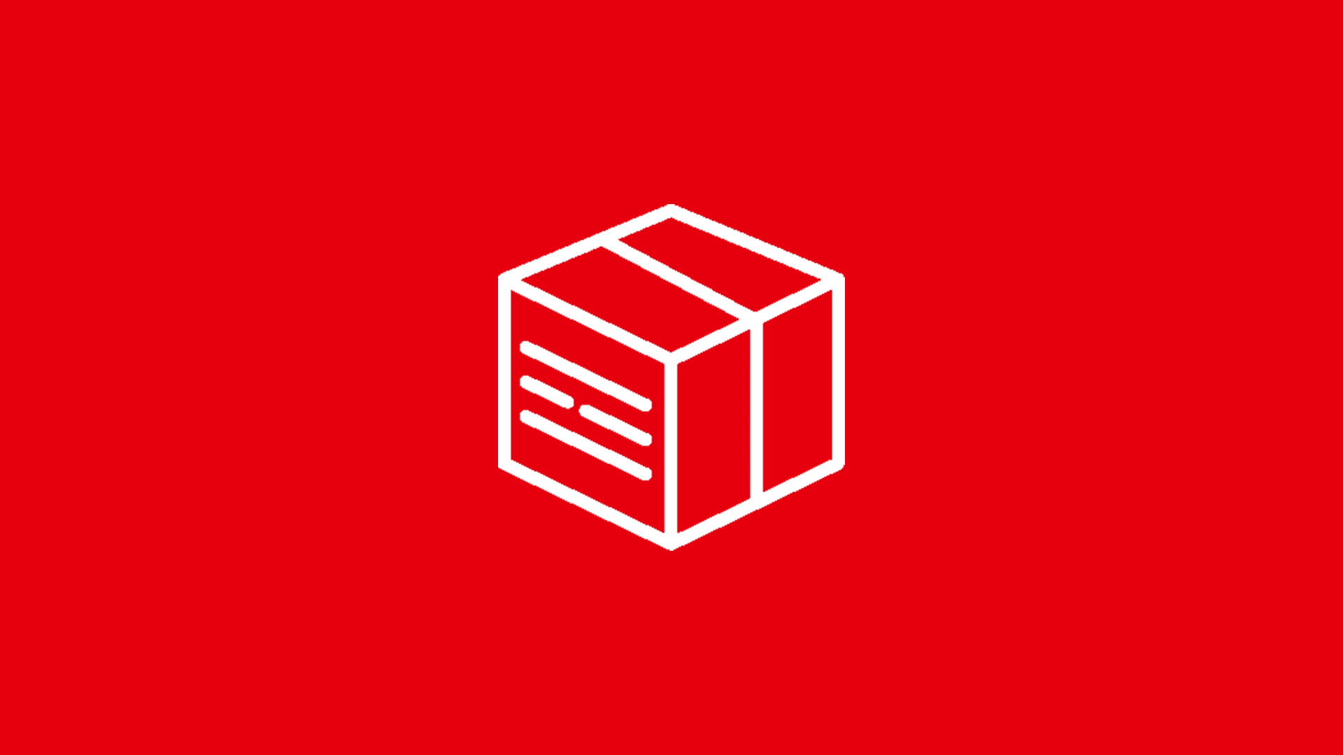 White box icon over red background