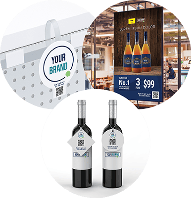 Three examples of printed POS materials