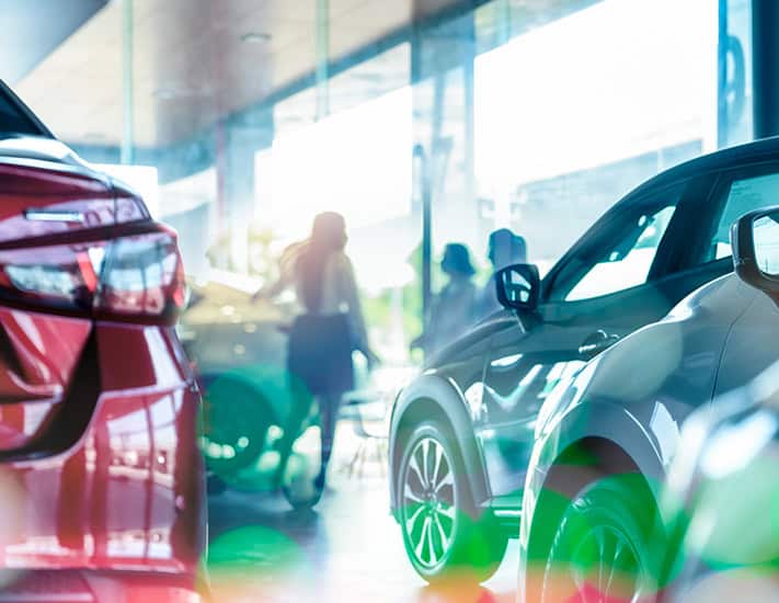 cars in an automotive showroom