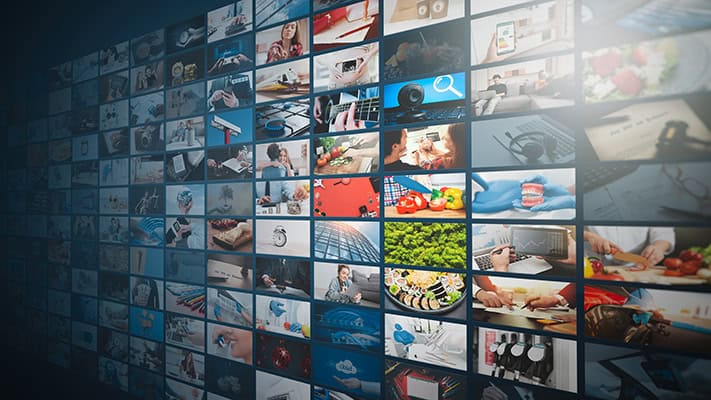 Wall of stock photos