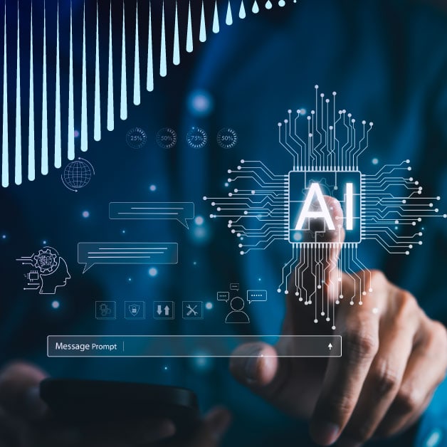 AI screen with person's finger tapping it