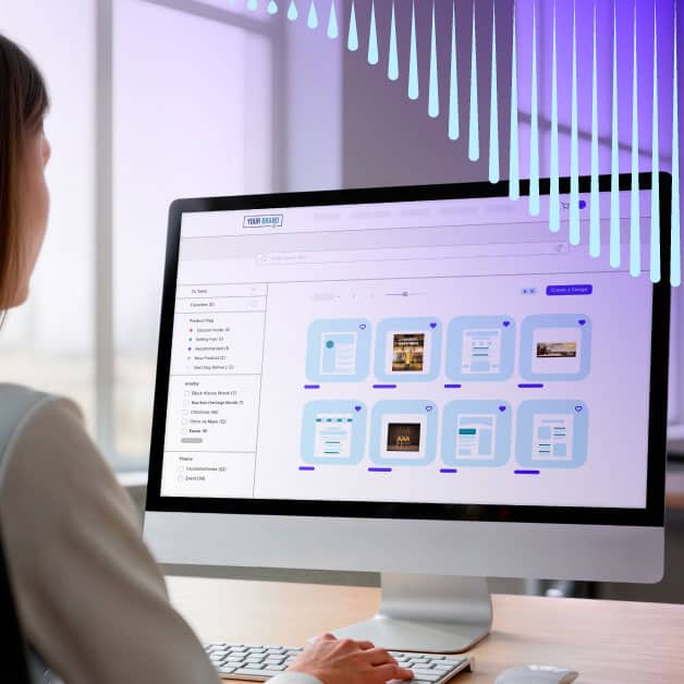 Person using Ansira Create on a computer screen