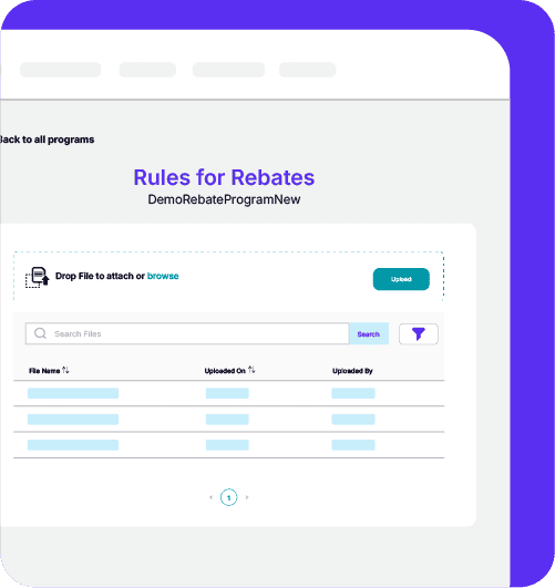 A screenshot of Ansira Incent, a marketing fund management platform, showing an example of rules for rebates.